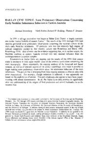HALLAN CEM1 TEPESI: Some Preliminary Observations Concerning Early Neolithic Subsistence Behaviors in Eastern Anatolia Michael Hosenberg, .Clark Nesbitt, Richard K Redding, Thornas F Strasser