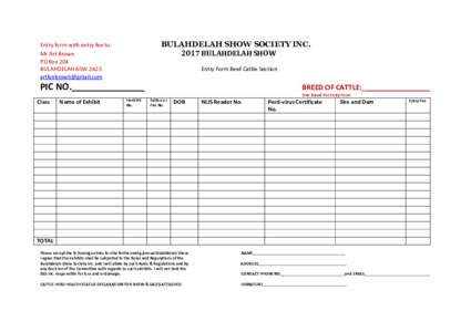 Beef Cattle Nomination Form 2017