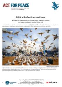 Biblical Reflections on Peace What does the Lord require of you but to do justice, and to love kindness, and to walk humbly with your God? Micah 6.8b Adapted from Resources for the Decade to Overcome Violence and Why Vio