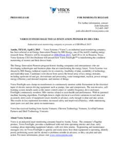 PRESS RELEASE  FOR IMMEDIATE RELEASE For further information, contact: Josh Schwaber