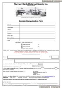 Submit by email  Print Form Wynnum Manly Historical Society Inc. ABN