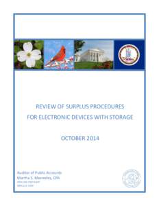 Review of Surplus Procedures for Electronic Devices with Storage – October 2014