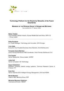 Technology Platform for the Electricity Networks of the Future SmartGrids MEMBERS OF THE WORKING GROUP 3: DEMAND AND METERING (last modified on 31st January[removed]Maher Chebbo
