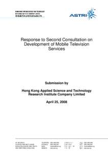 Response to Second Consultation on Development of Mobile Television Services
