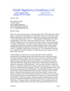 Morris Waxler letter to Dean Kantis regarding LASIK[removed]