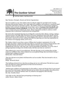  	
  	
  	
  	
  	
  	
  	
  	
  	
  	
  	
  	
  	
  	
  	
  	
  	
  	
  	
  	
  	
    The	
  Outdoor	
  School	
    	
  	
  	
  	
  	
  	
  	
  	
  	
  	
  	
  	
  	
  	
  	
  	

