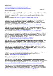 PUBLICATIONS http://amor.rz.hu-berlin.de/~meyerjah/publications.pdf http://www.jhmeyer.gmxhome.de/texte/meyer_publications.pdf Articles in edited volumes  28 April 08