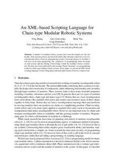 An XML-based Scripting Language for Chain-type Modular Robotic Systems Ying Zhang Alex Golovinsky Mark Yim