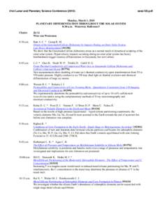 41st Lunar and Planetary Science Conference[removed]sess103.pdf Monday, March 1, 2010 PLANETARY DIFFERENTIATION THROUGHOUT THE SOLAR SYSTEM