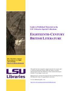 Guide to Published Materials in the LSU Libraries Special Collections EIGHTEENTH-CENTURY BRITISH LITERATURE
