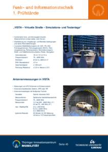 Funk- und Informationstechnik  1. Prüfstände „VISTA – Virtuelle Straße – Simulations- und Testanlage“