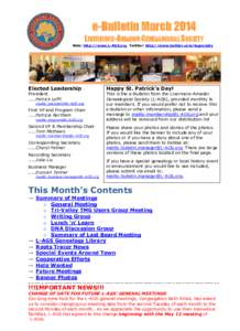 e-Bulletin March 2014 LIVERMORE-AMADOR GENEALOGICAL SOCIETY Web: http://www.L-AGS.org Twitter: http://www.twitter.com/lagsociety Elected Leadership