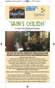 sligichan advert_Layout[removed]:37 Page 1  “ Iain’s Ceilidh ” in aid of the Highland Hospice Charity No. SC[removed]