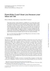Cambridge Journal of Economics 2014, 38, 531–544 doi:cje/bes075 Advance Access publication 6 February 2013 Earw(h)ig: I can’t hear you because your ideas are old