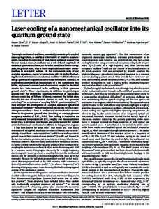 LETTER  doi:[removed]nature10461 Laser cooling of a nanomechanical oscillator into its quantum ground state
