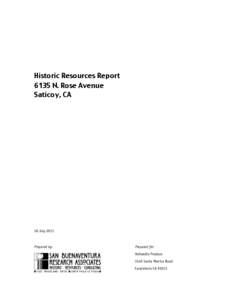 Historic Resources Report 6135 N. Rose Avenue Saticoy, CA