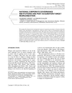 National corporate governance institutions and post-acquisition target reorganization