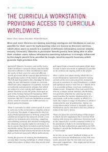 64  Bulletin | A Taste of Our Research THE CURRICULA WORKSTATION: PROVIDING ACCESS TO CURRI ULA