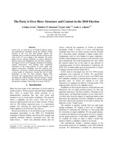 The Party is Over Here: Structure and Content in the 2010 Election