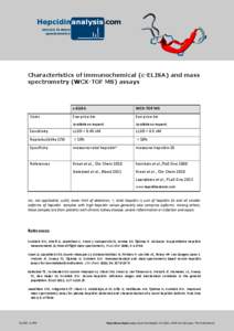 Characteristics of immunochemical (c-ELISA) and mass spectrometry (WCX-TOF MS) assays c-ELISA  WCX-TOF MS