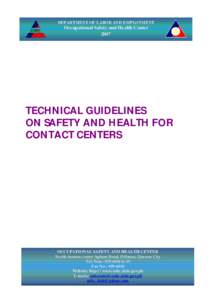 DEPARTMENT OF LABOR AND EMPLOYMENT  Occupational Safety and Health CenterTECHNICAL GUIDELINES