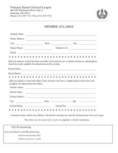 National Junior Classical League  860 NW Washington Blvd, Suite A Hamilton, OHPhone • Fax