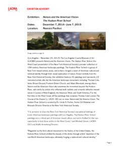 Microsoft Word - exhibition advisory_Hudson River School_11.25.14