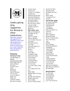 Candle Lighting Song Suggestions For Mitzvah & Other Celebrations…