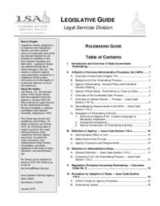 LEGISLATIVE GUIDE Legal Services Division Note to Reader: Legislative Guides, prepared in an objective and nonpartisan manner, provide a general