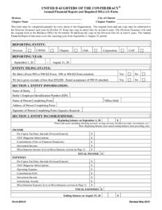 UNITED DAUGHTERS OF THE CONFEDERACY® Annual Financial Report and Required 501(c)(3) Form Division Chapter Name  City of Charter