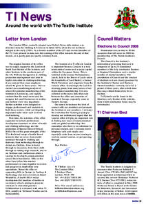 TI News Around the world with The Textile Institute Letter from London Council Matters