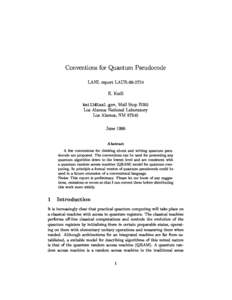 Conventions for Quantum Pseudocode LANL report LAURE. Knill ,  Mail Stop B265