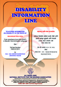 DISABILITY INFORMATION LINE TO ACCESS INFORMATION ON DISABILITY IN THE STATE OF MAHARASHTRA & GOA