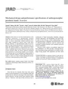 JRRD  Volume 50, Number 5, 2013 Pages 599–618  Mechanical design and performance specifications of anthropomorphic
