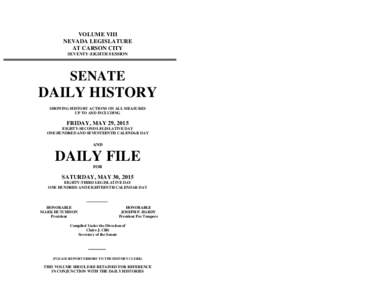 VOLUME VIII NEVADA LEGISLATURE AT CARSON CITY SEVENTY-EIGHTH SESSION  SENATE