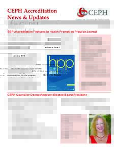 CEPH Accreditation News & Updates Volume 5, Issue 1 January 2015