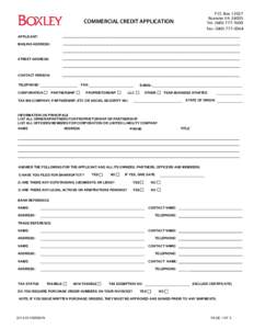 P.O. BoxRoanoke VATel: (Fax: (COMMERCIAL CREDIT APPLICATION