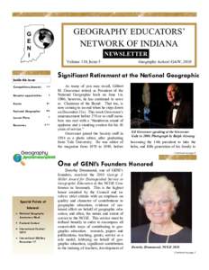 GEOGRAPHY EDUCATORS‘ NETWORK OF INDIANA NEWSLETTER Volume 110, Issue 5  Significant Retirement at the National Geographic