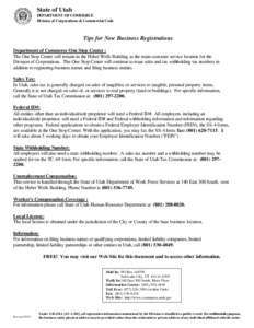 Print Form  State of Utah DEPARTMENT OF COMMERCE Division of Corporations & Commercial Code