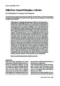 Acta vet. scand. 2002, 43, Milk Fever Control Principles: A Review By T. Thilsing-Hansen1, R.J. Jørgensen1 and S. Østergaard2 1The