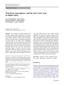 Plant morphology / Ecology / Wetland / Alternative stable state / Mute Swan / Aquatic ecology / Biology / Macrophyte