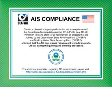 Cla-Val is pleased to supply products that are in compliance with the Consolidated Appropriations Act ofPublic Law) 
