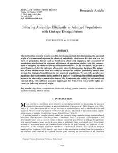 Research Article  JOURNAL OF COMPUTATIONAL BIOLOGY Volume 16, Number 8, 2009 # Mary Ann Liebert, Inc. Pp. 1141–1150