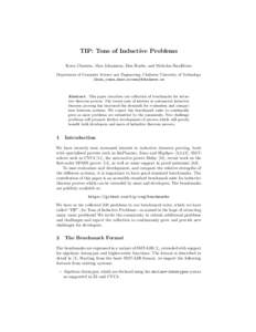 TIP: Tons of Inductive Problems Koen Claessen, Moa Johansson, Dan Ros´en, and Nicholas Smallbone Department of Computer Science and Engineering, Chalmers University of Technology {koen,jomoa,danr,nicsma}@chalmers.se  Ab
