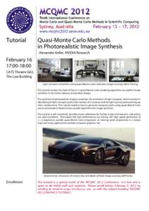 Tutorial  Quasi-Monte Carlo Methods in Photorealistic Image Synthesis Alexander Keller, NVIDIA Research