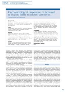 The British Journal of Psychiatry, 113–118. doi: bjp.bpPsychopathology of perpetrators of fabricated or induced illness in children: case series Christopher Bass and David Jones