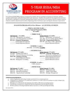 5-YEAR BSBA/MBA PROGRAM IN ACCOUNTING An accelerated BSBA/MBA program is proposed for students who are qualified on the bases of scholastic aptitude, academic performance, and accounting-related work experience. Students