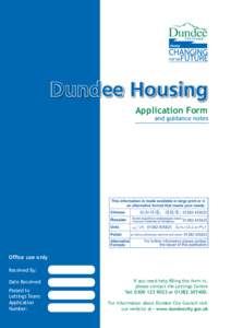 Dundee Housing Application Form and guidance notes  Office use only