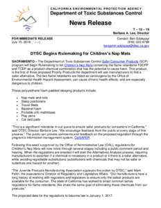 DTSC Begins Rulemaking for Children’s Nap Mats