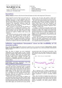 Bulletin of the Economics Research Institute, no. 1: November 2008 In this issue » Incentives » Inflation expectations